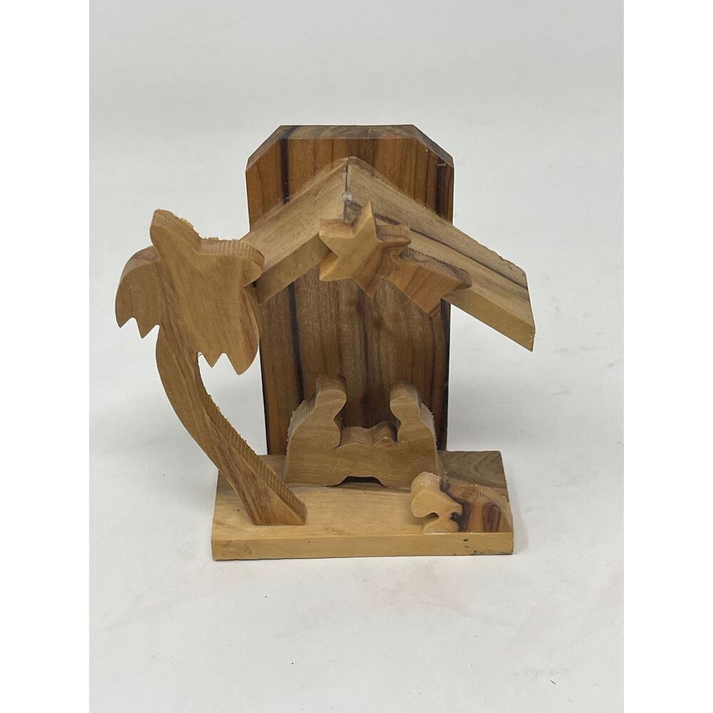 Miniature Olive Wood Hand Made Holly Land Jesus Bible Scene Figurine 3"